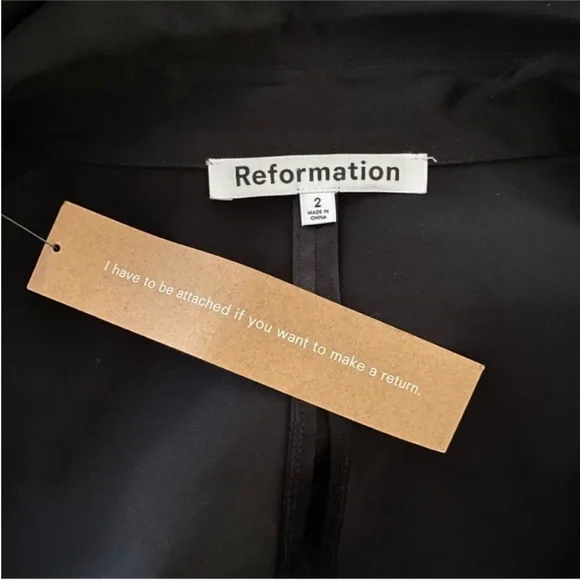 NEW Reformation Alaine 100% Silk Dress Black 2